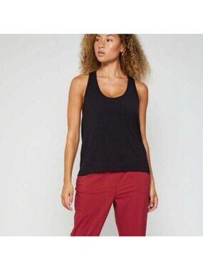 NWT Fourlaps Surge Sleeveless Tank Top S Black Mesh Panel Scoop Neck